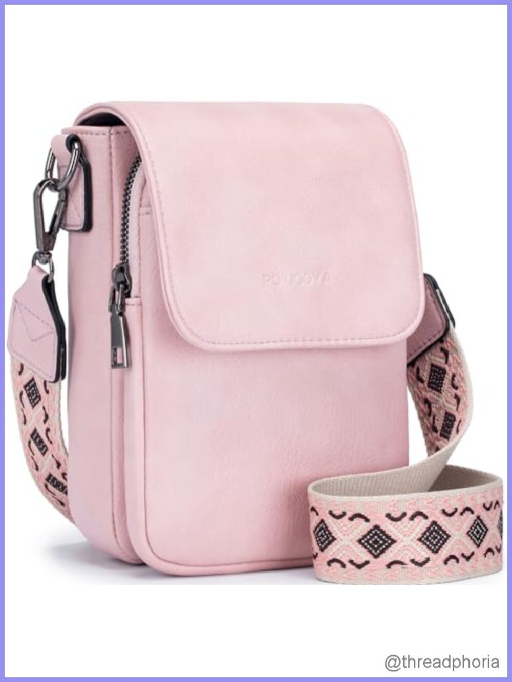 Vegan Leather Small Crossbody Purse RFID Cell Phone Wallet